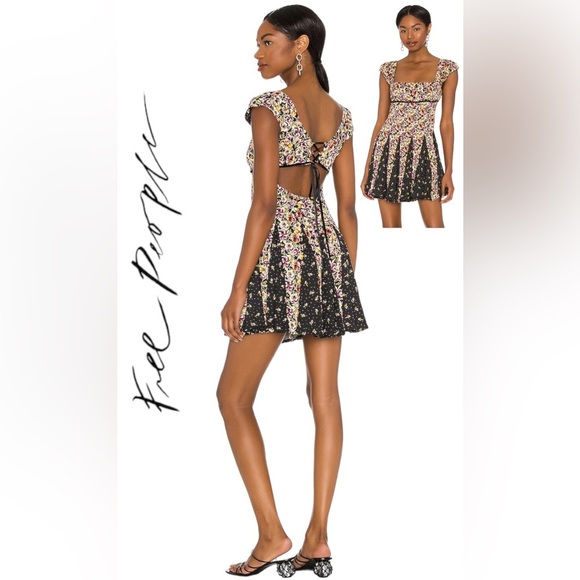 Free People Dresses & Skirts - NWT Free People Ponderosa Mini Dress Midnight Combo Gray